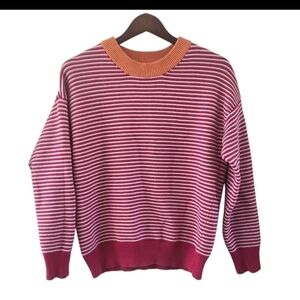 Elodie Pink White Striped Sweater Chunky Womens Size XL